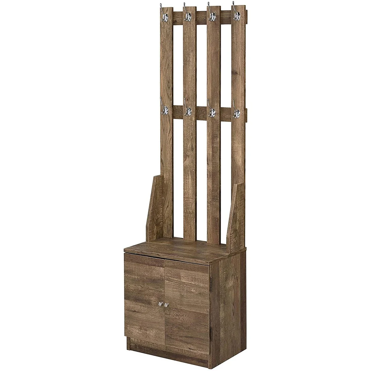 Hall Tree with 8 Hooks and 2 Doors