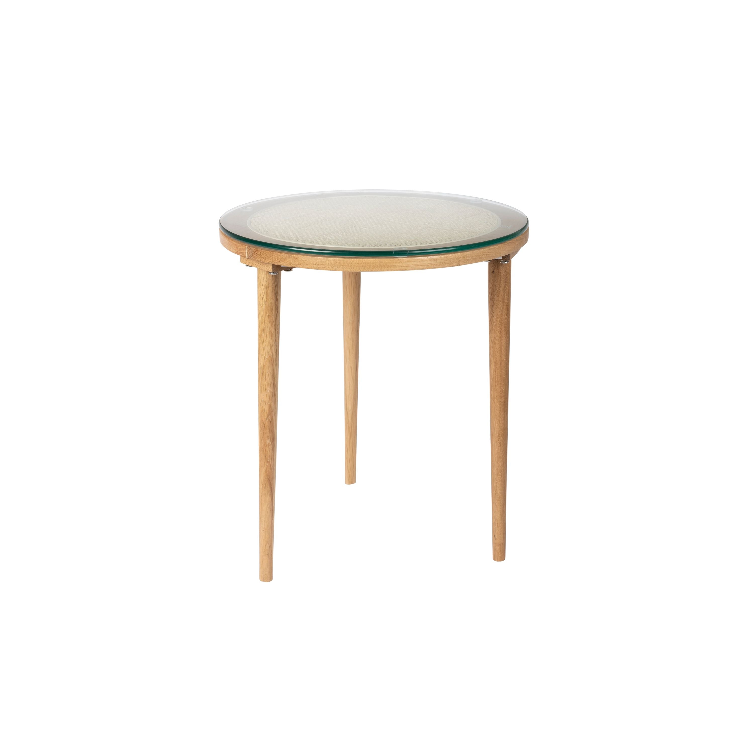 Housecraft Living Haru Bijzettafel Rond Glas/ Hout 45x45 cm Naturel