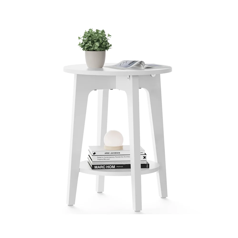 Table d’appoint ronde avec étagère pour petits espaces