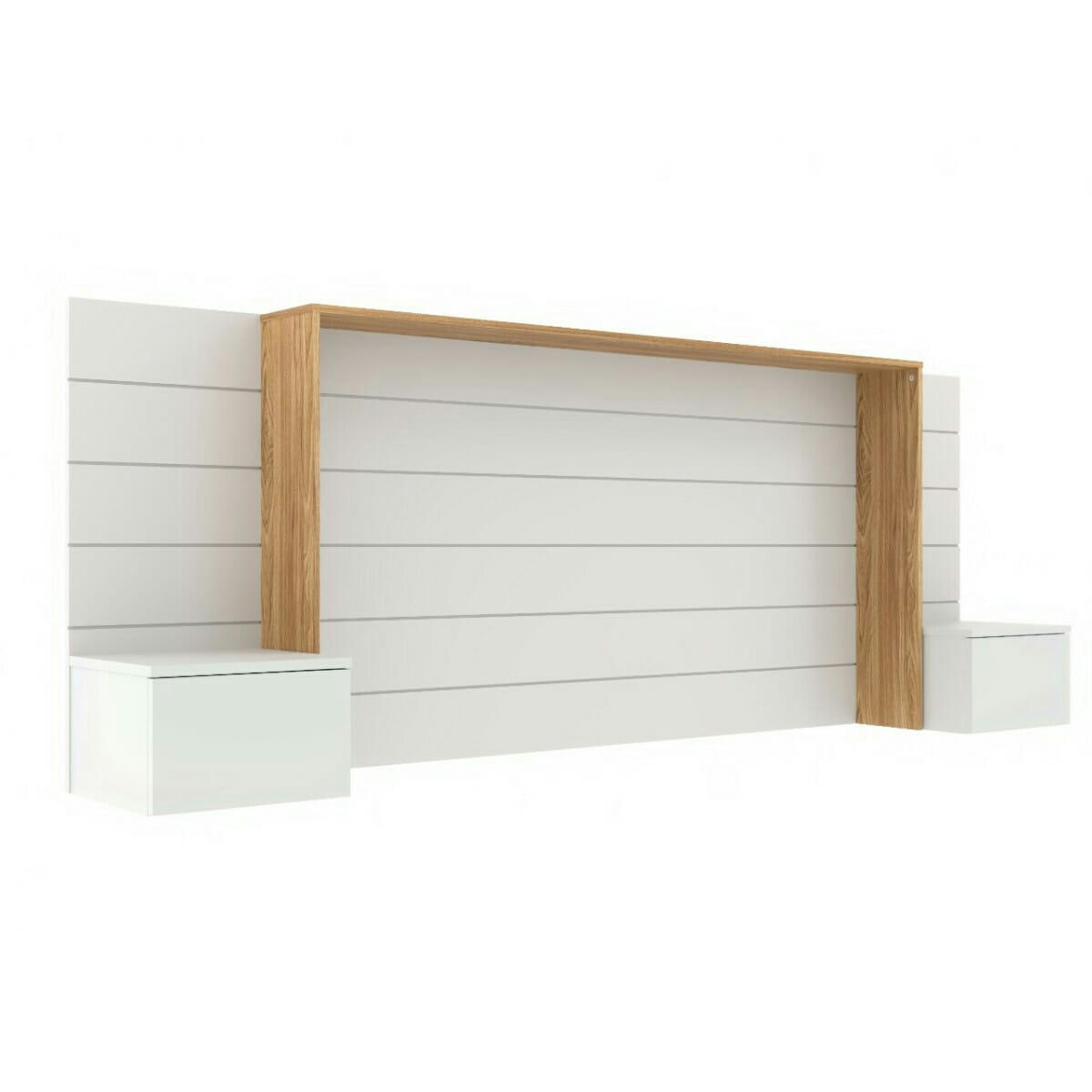 FARO - Tête de lit avec chevets 160 cm effet bois blanc et bois