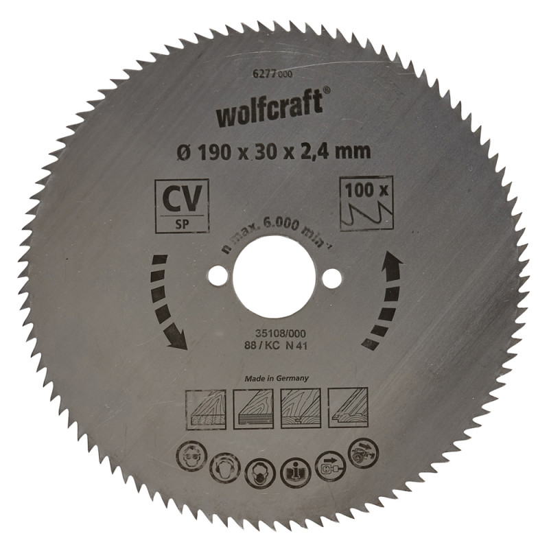 Lame de scie circulaire CV 100 dents Ø 190 x 30 x 2,4 mm WOLFCRAFT