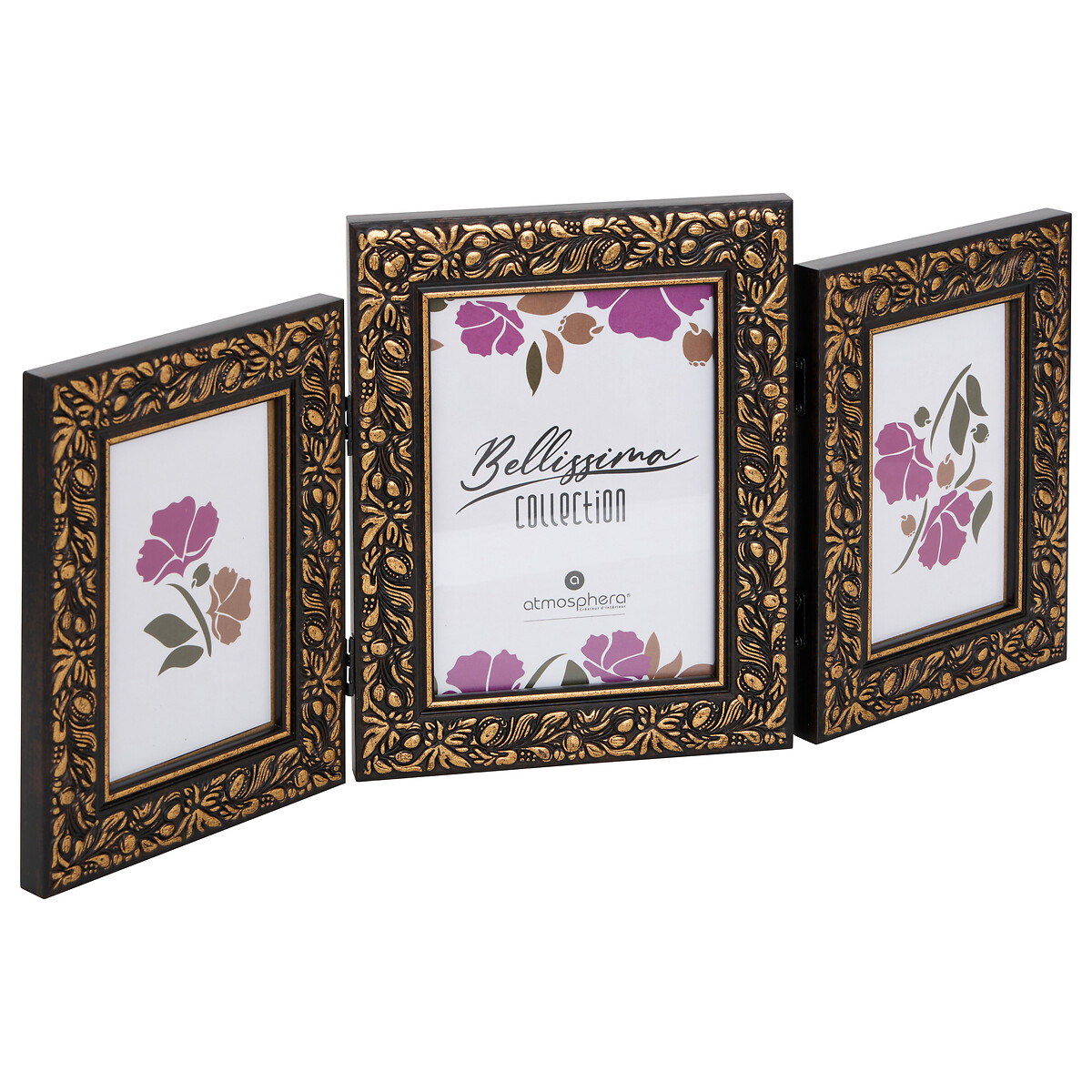 Multimoldura para 3 fotos BELISSIMA preta