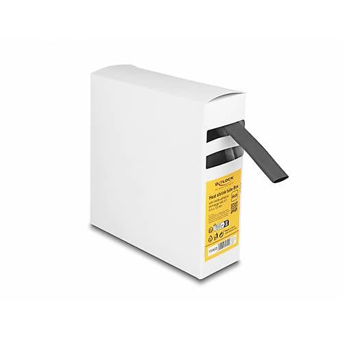 Delock 19968 gaine thermorétractable noire 12 mm - 5 m, taux 4:1