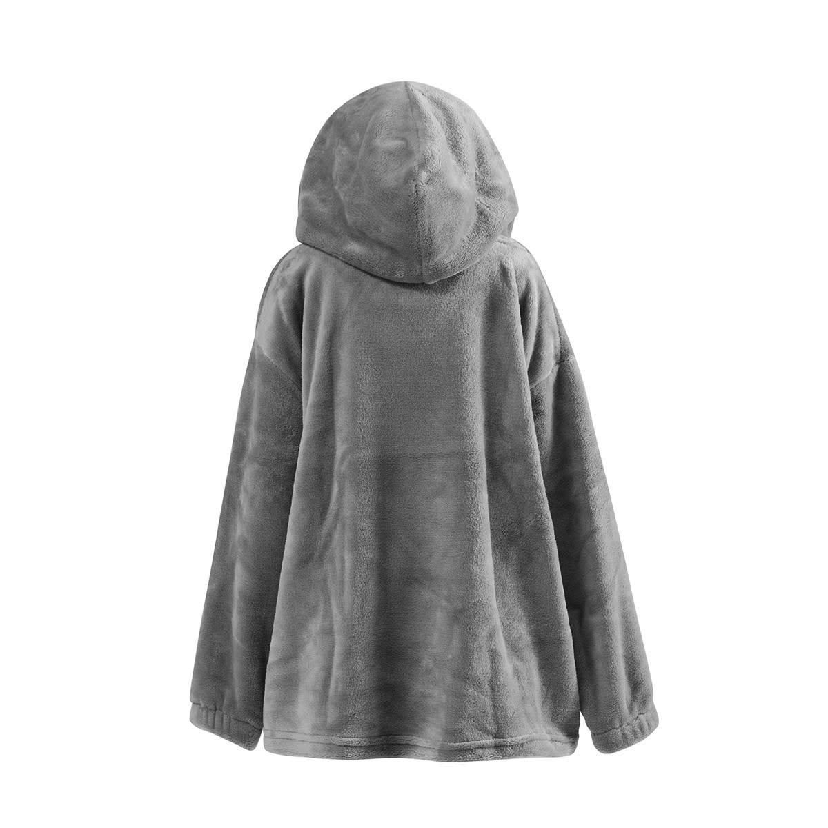 GINGER - Poncho polaire enfant à capuche doux & chaud  gris perle 05/08 ans