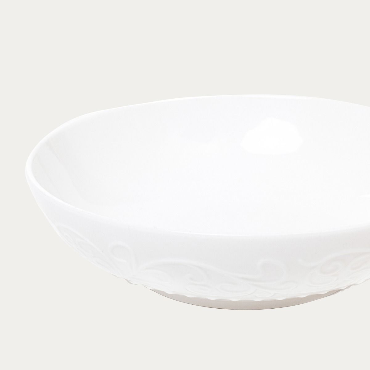 Talerz SYLIA głęboki biały z ornamentem 20 cm