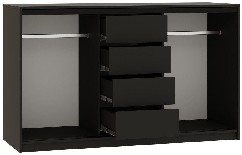 Komoda przesuwna z lamelami 160 cm LOFT czarny / dąb artisan