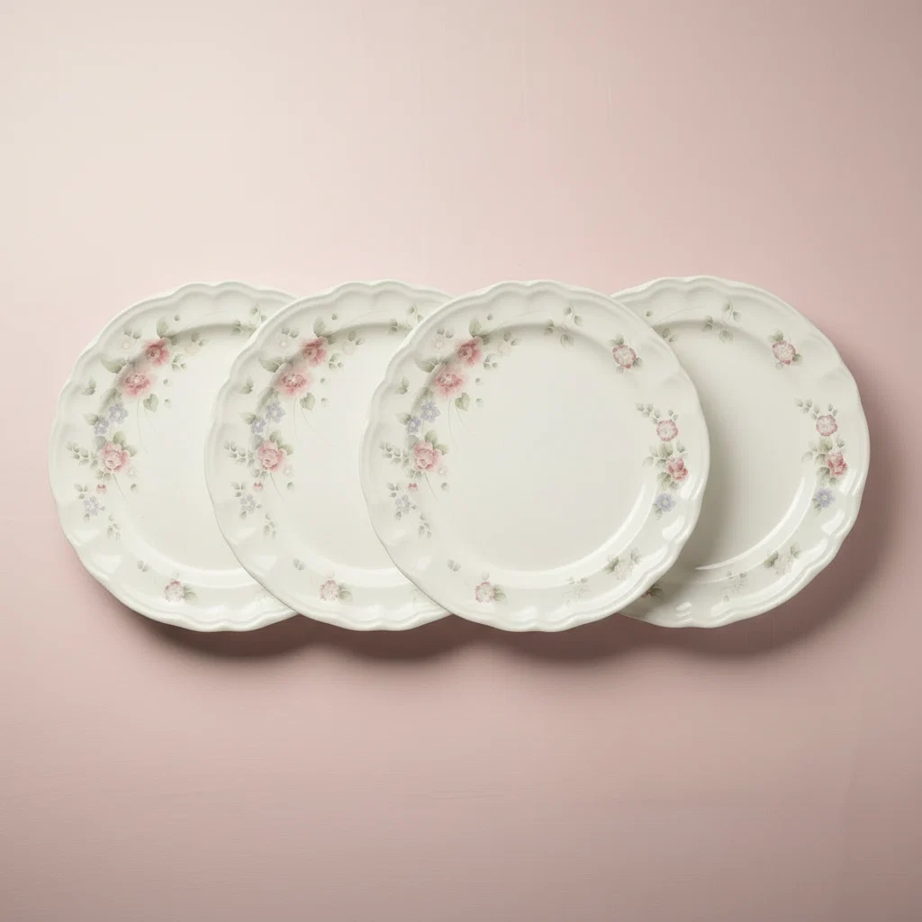Tea Rose Set of 4 Dinner Plates