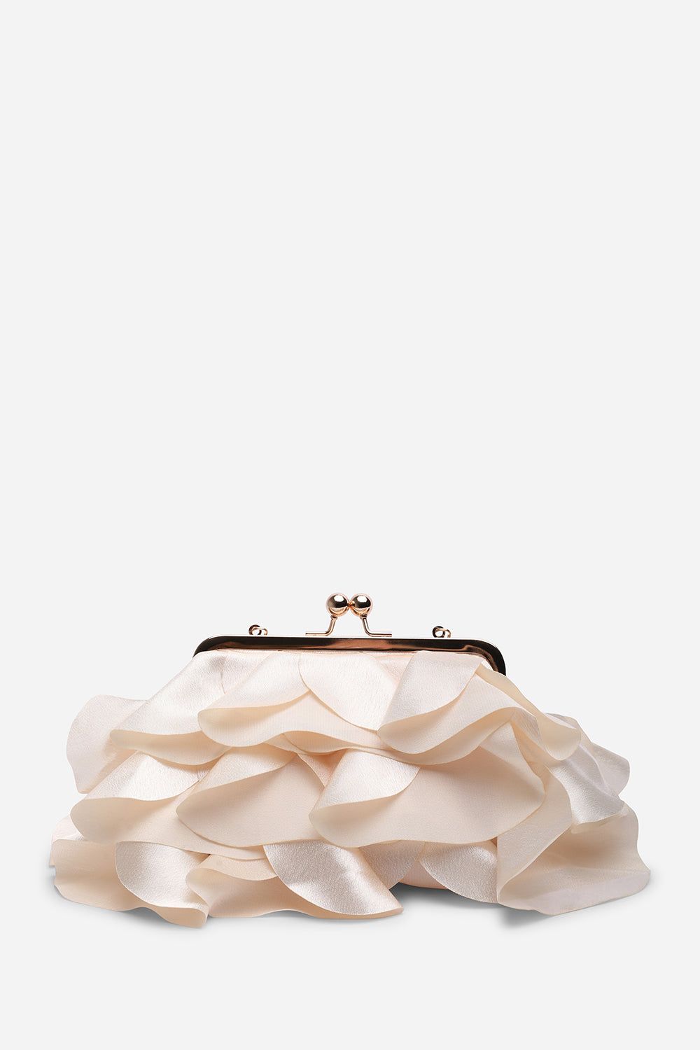 Where's That From Brume' Ruffled Satin Kiss Lock Clutch Bag