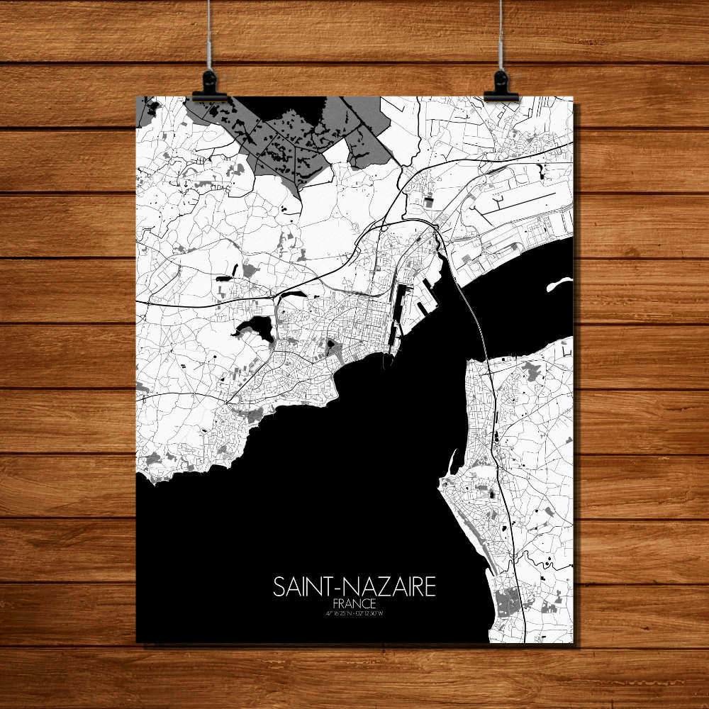 - Affiche Saint Nazaire Carte N&B 40x50