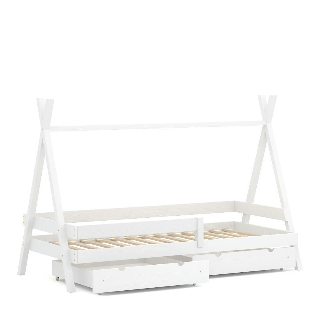 - Lit simple pour enfant en pin massif 180x80 blanc