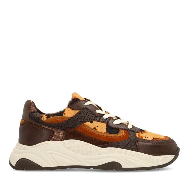 Bruine sneakers met cow print