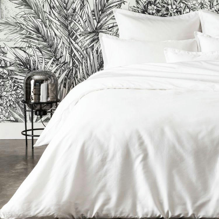 TEOPHILE - Taie d'oreiller en sain de coton blanc 65x65