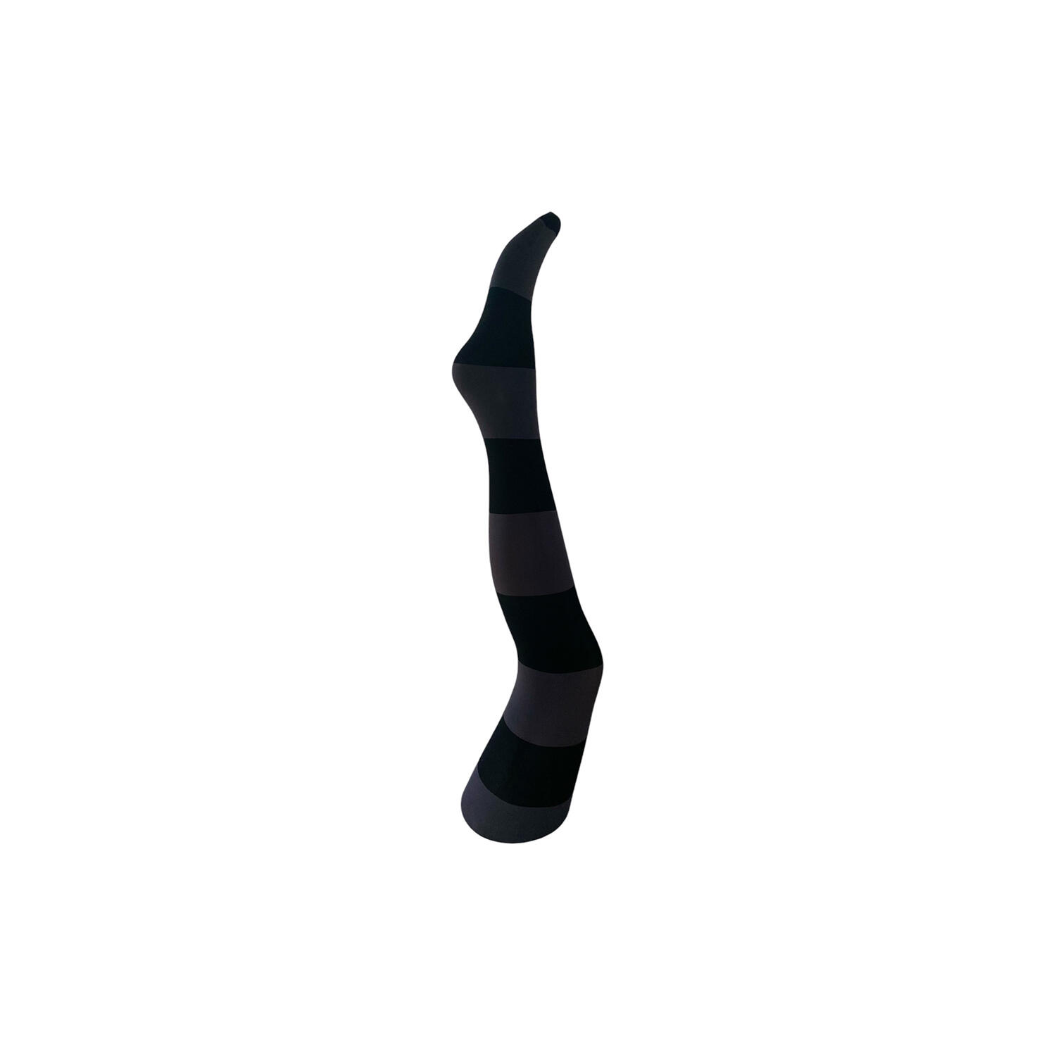 Inge wide stripe tights, dark grey w. black stripe