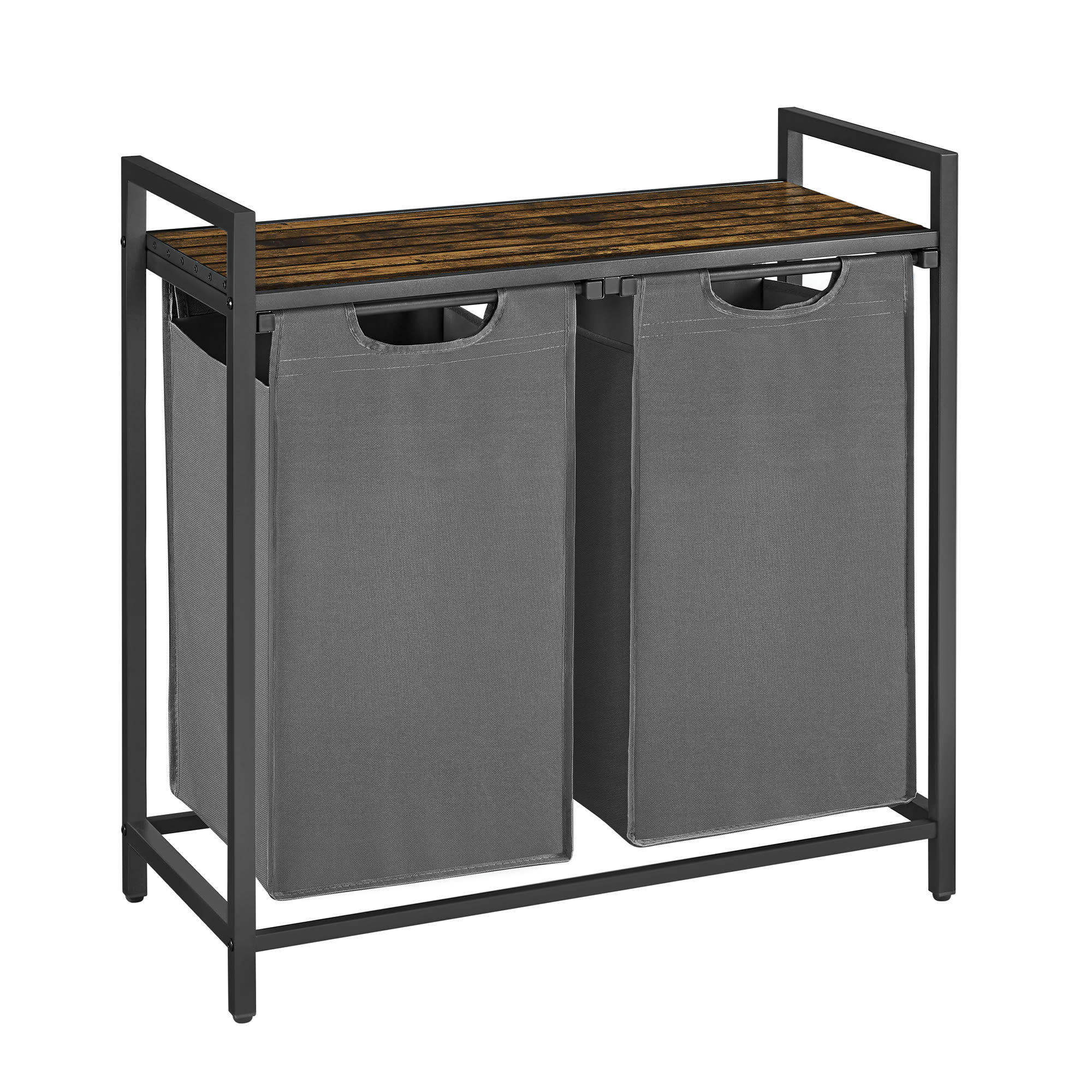 2 COMPARTIMENTS - Panier à linge 2 compartiments tissu Oxford gris