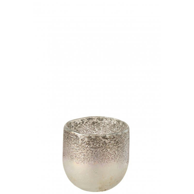 MILANO - Photophore verre gris/rose H10,5cm