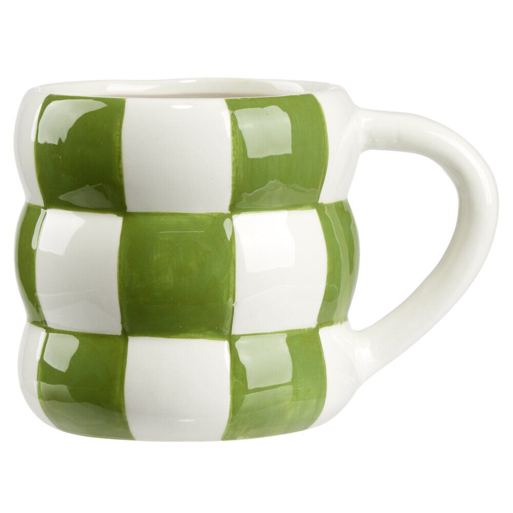 Mug dolomite 38cl motif damier bicolore Ø9xH13cm (3 modèles)