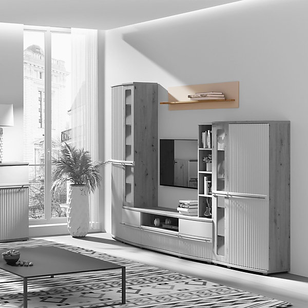 Etagère Murale 140x27 En Bois Design Moderne épuré Blanc Cassé