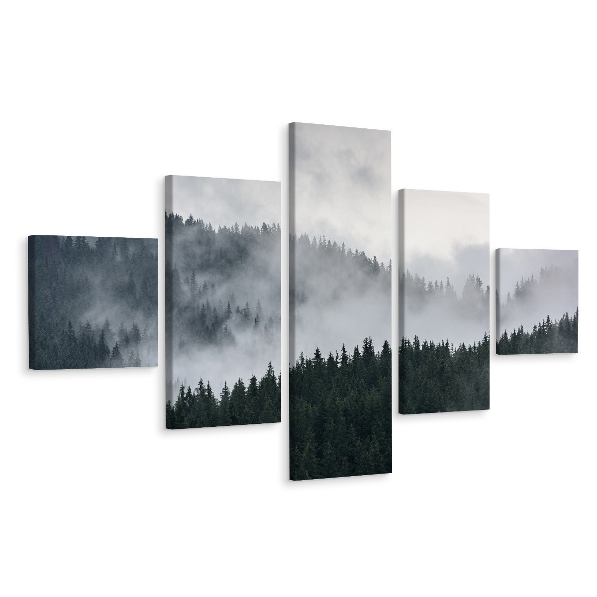 Obraz 5-Częściowy Las We Mgle Krajobraz 3D 150x90cm