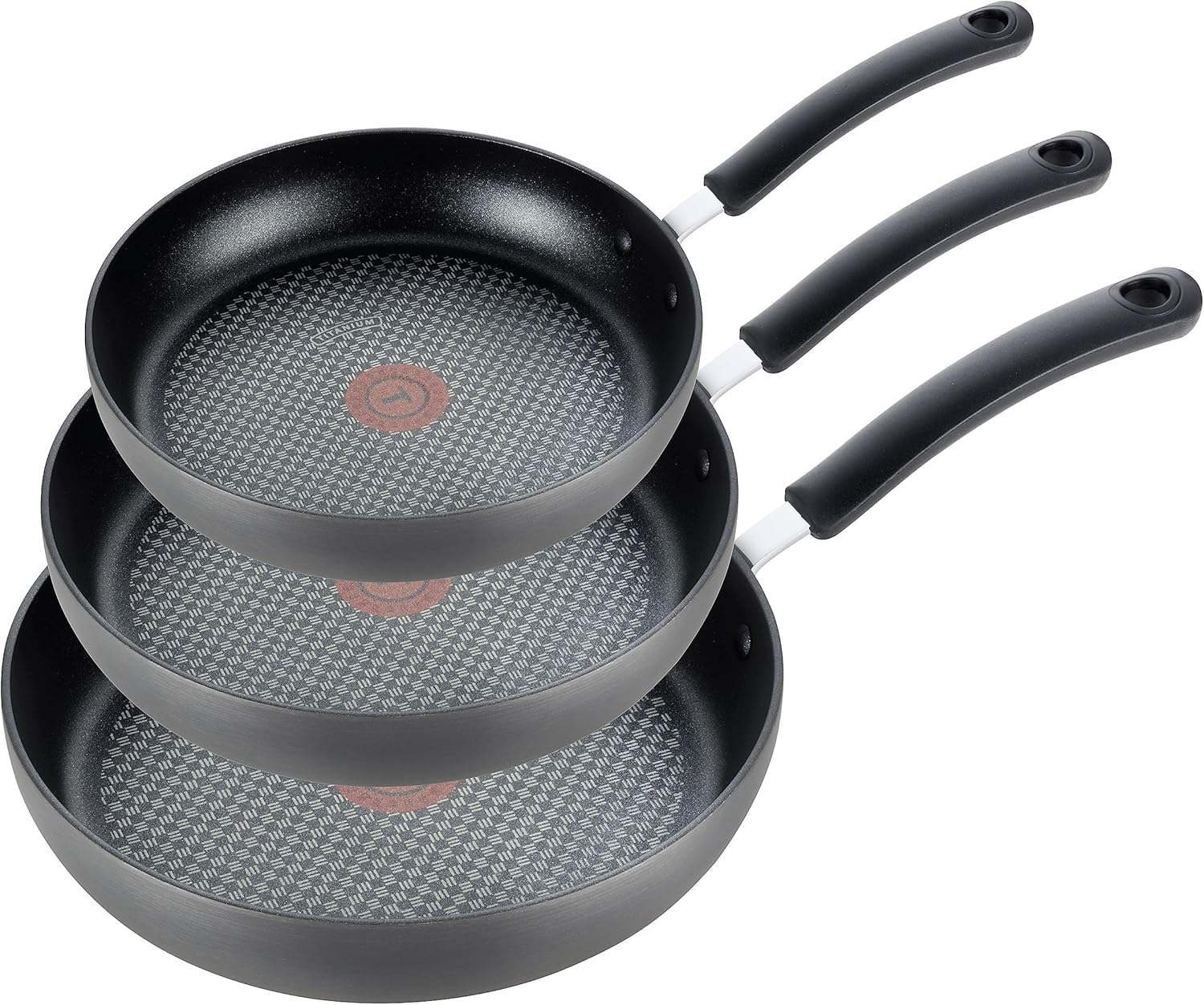 T-Fal Ultimate Hard Anodized Nonstick Fry Pan Set 3 Piece: 8, 10.25, & 12 Inch, Oven Broiler Safe 400F, Kitchen Cookware Set, Pots and Pans Set Non Stick, Frying Pans, Skillets, Dishwasher Safe, Onyx