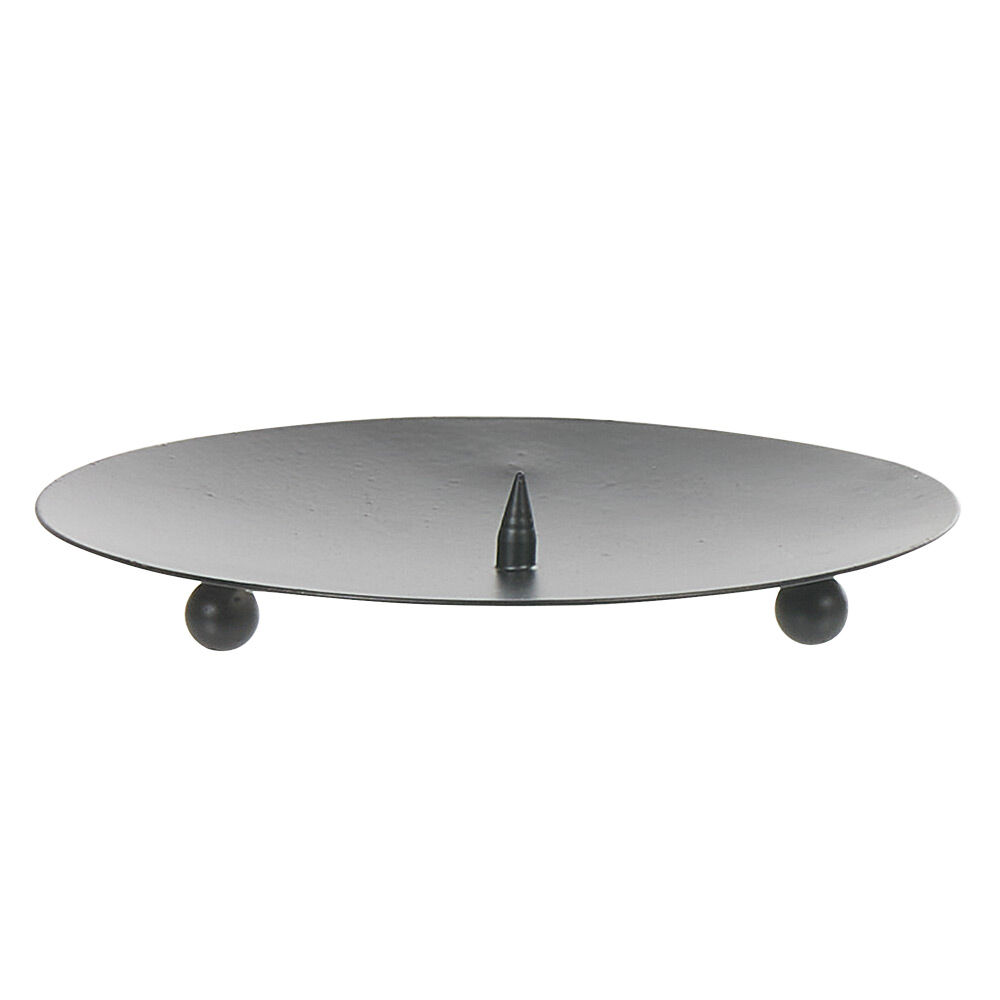 Support rond pour bougie en métal noir