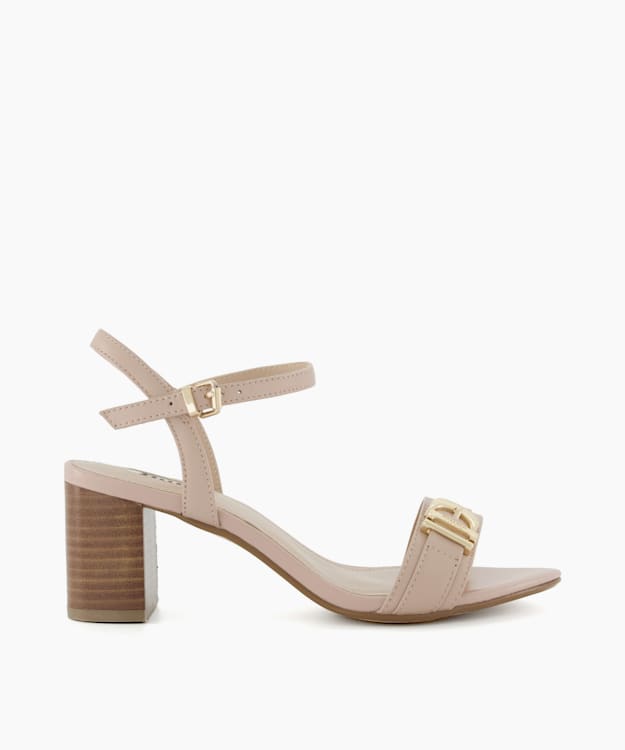 Jessie Blush - Wide Fit Branded-Buckle Heeled Sandals