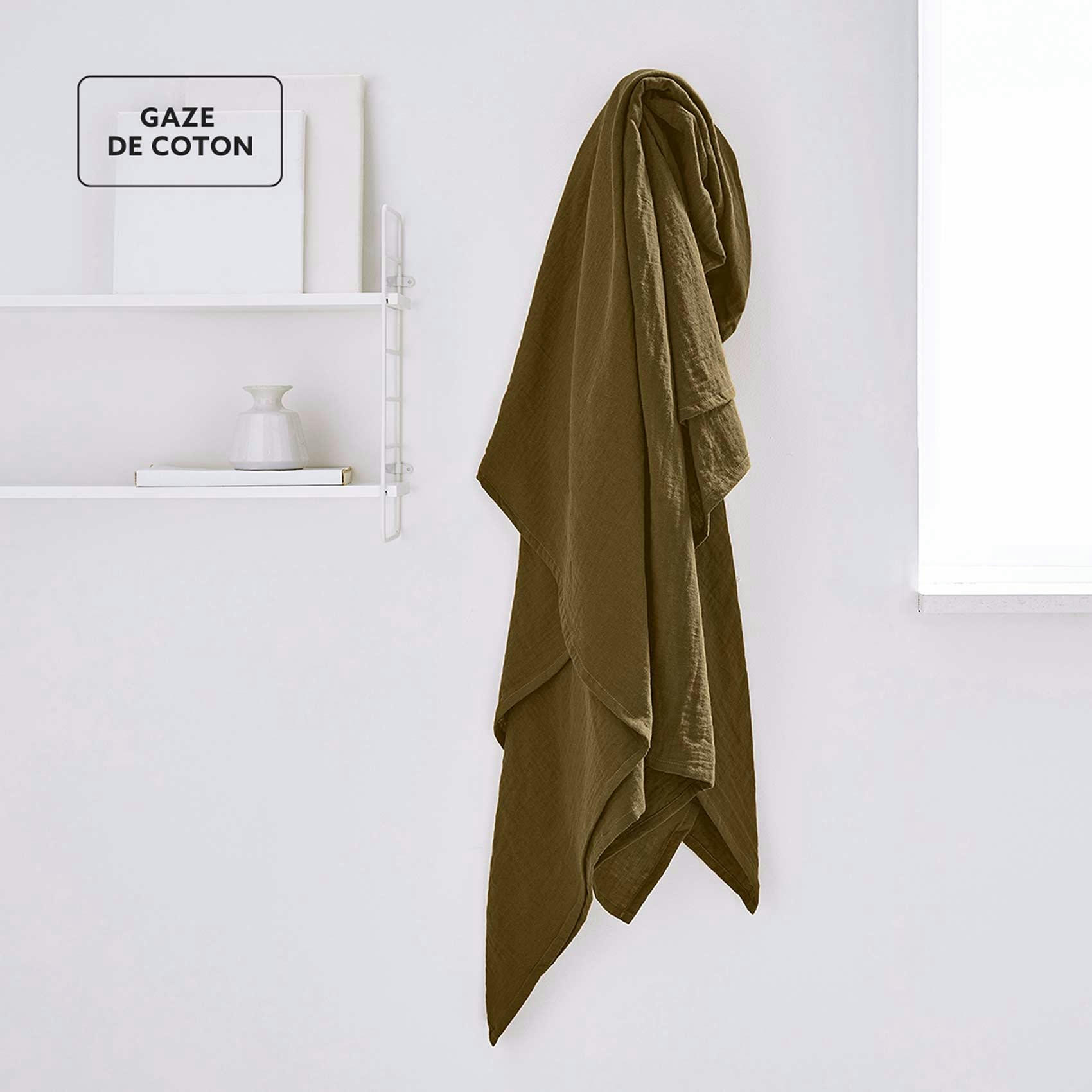 ESSENTIAL - Plaid xl en gaze de coton gaze de coton/coton marron clair 150x200 cm