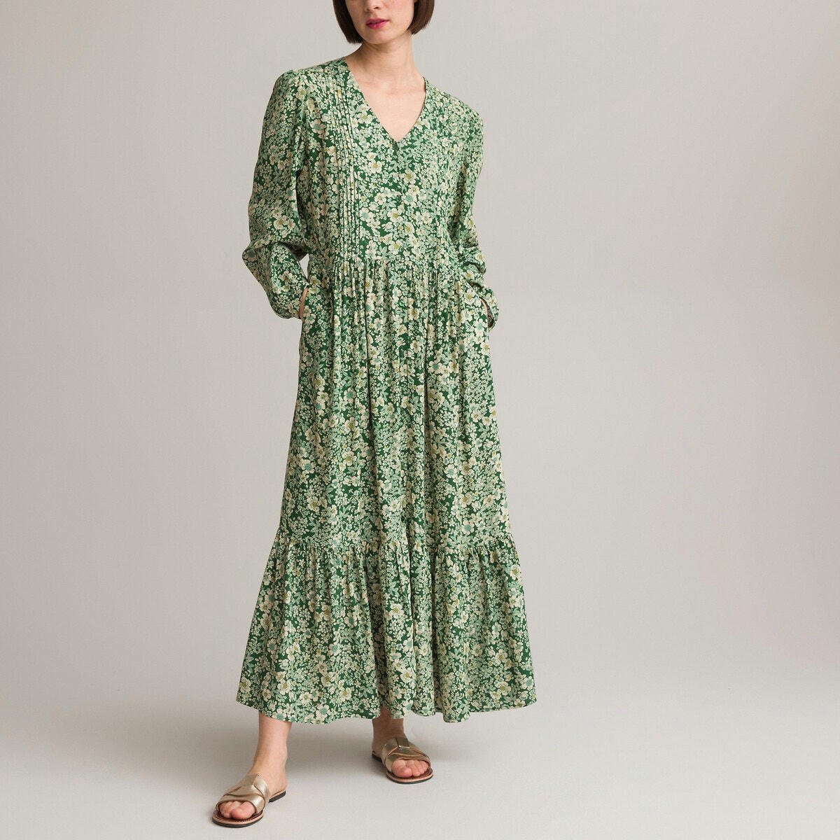 Robe longue évasée, imprimé floral
