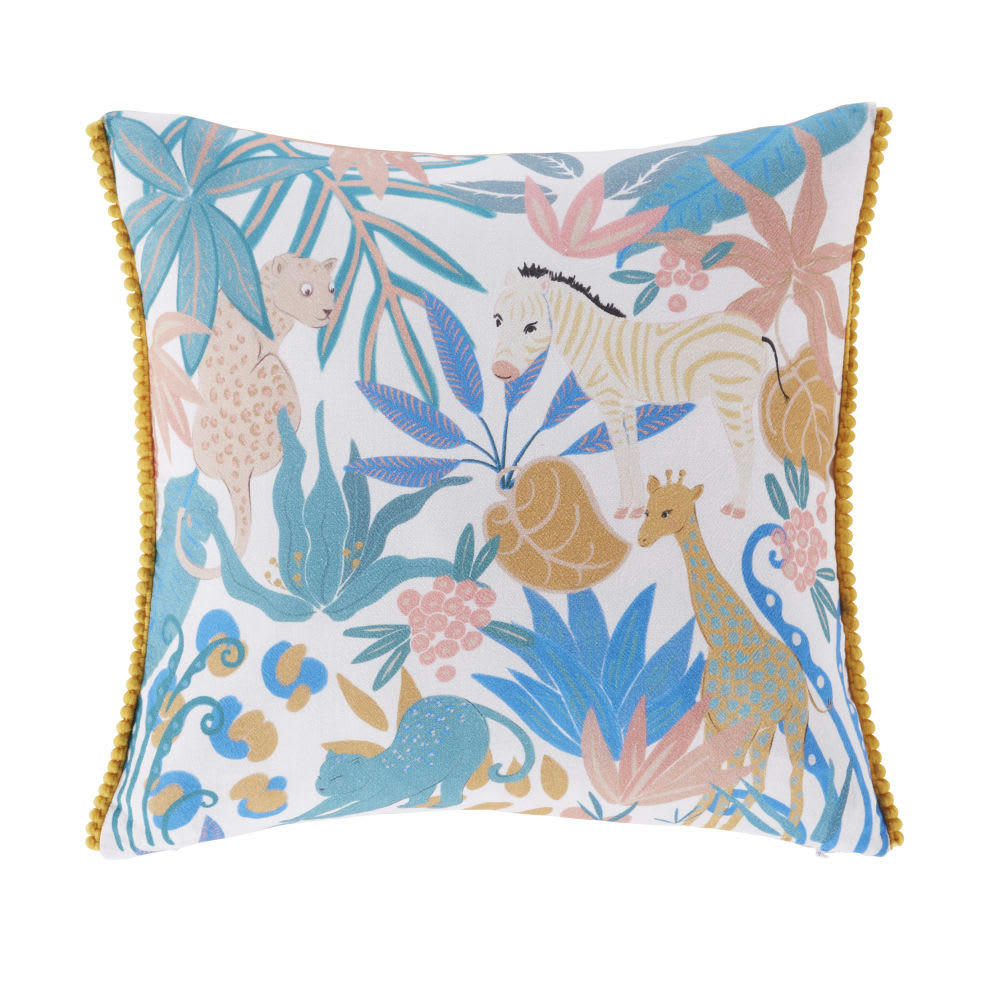 PALOMA - Coussin en coton biologique imprimé animalier multicolore 40x40