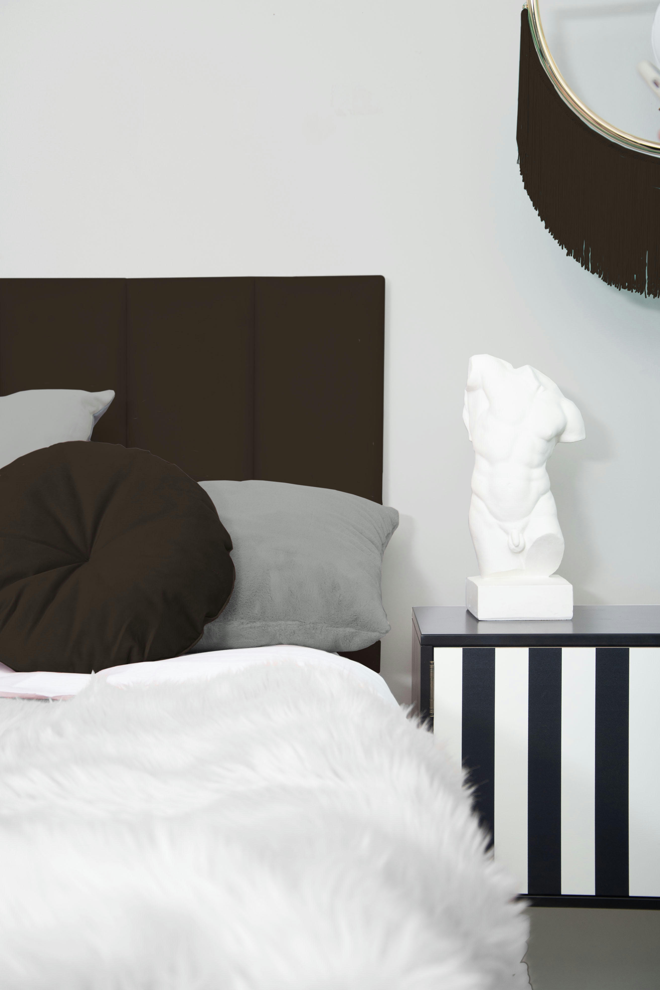 NILA - Tête de lit tapissée en velours marron 160x57cm