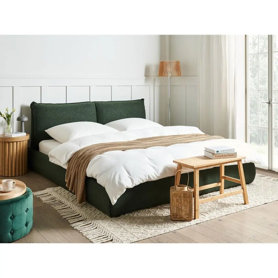 VINAY - Tweepersoonsbed - Donkergroen - 180 x 200 cm - Polyester