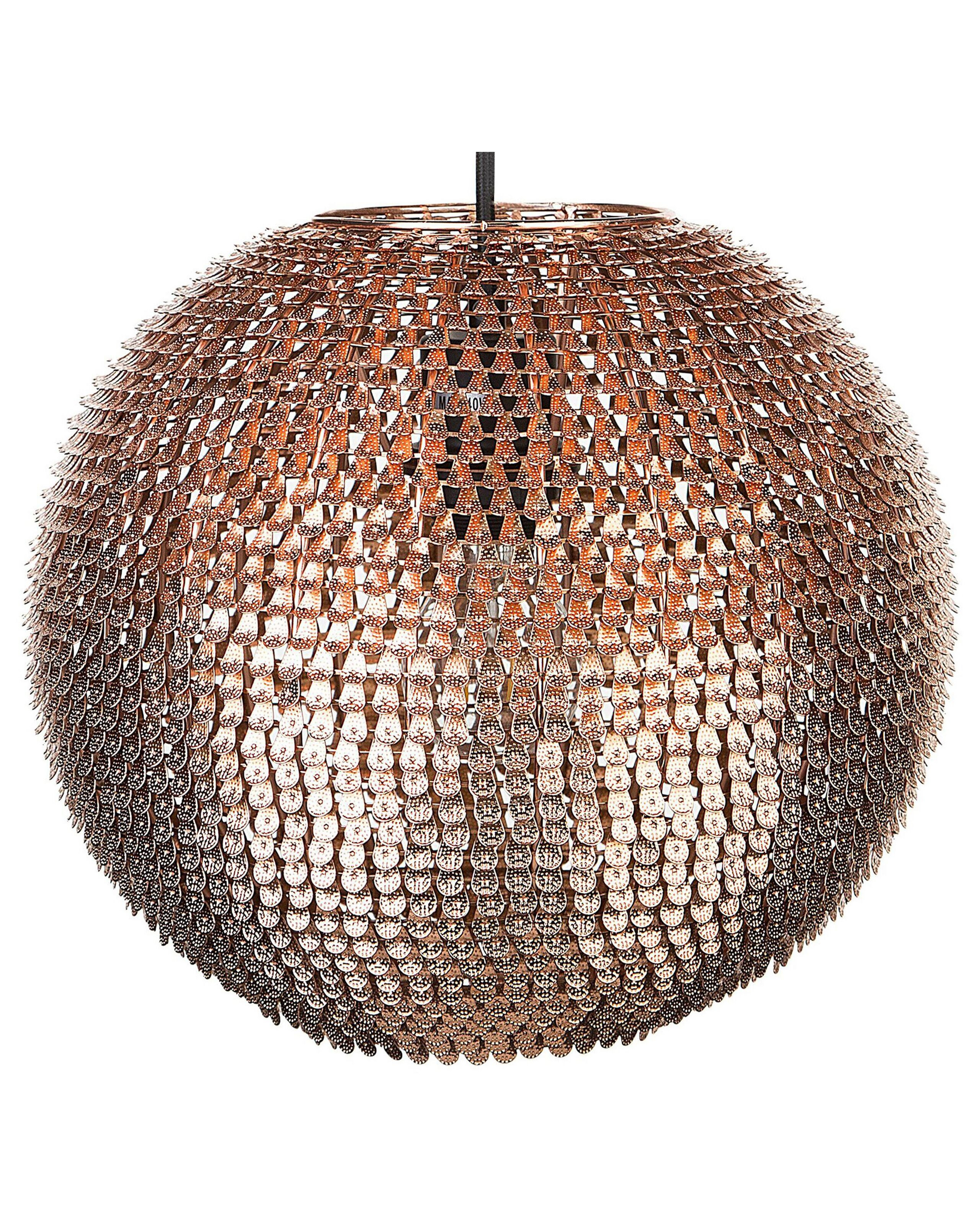Lampa wisząca cekiny metalowa miedziana