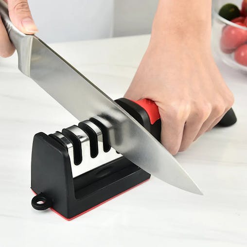 NNEOBA 4-Segment Handheld Knife Sharpener Red Aluminum Alloy