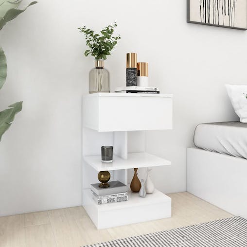NNEVL Bedside Cabinet White 40x35x65 cm Chipboard