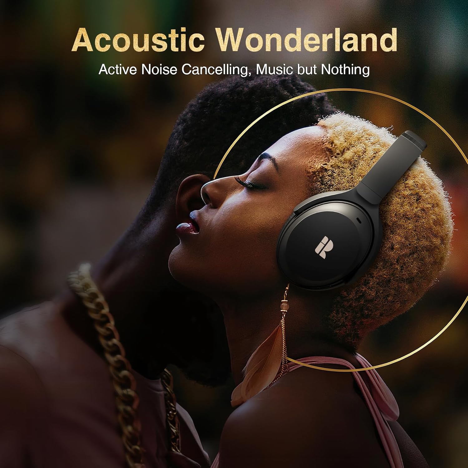 Active Noise Cancelling Headphones, Wireless Over-Ear Bluetooth Headphones ANC, Hi-Res Audio, 60H Playtime, Deep Bass, 3.5MM Cable, Memory Foam Ear Cups for Work/Travel/Home/Office