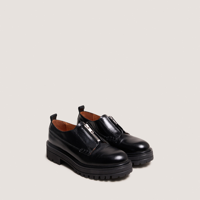 Derbies à fermetures éclairs et semelles...en cuir noir | ANTALYA