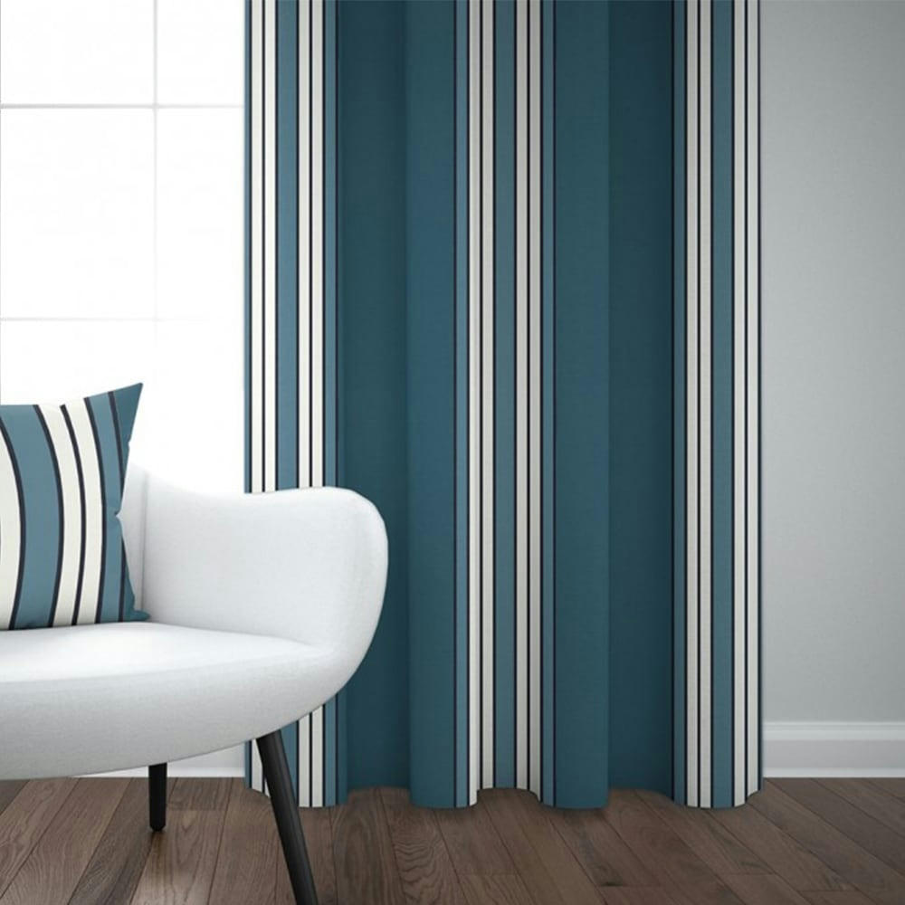 ESPELETTE - Rideau coton Bleu 168x250 cm