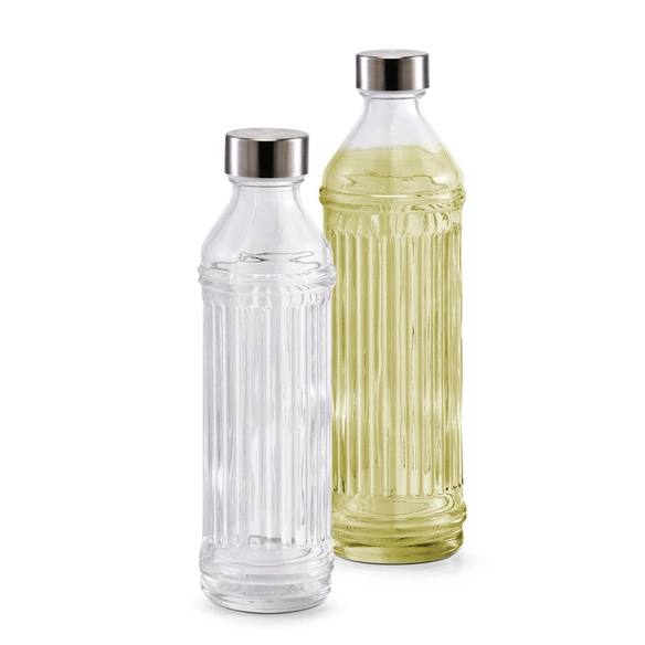 Flasche, Glas/Edelstahl, mit Drehverschluss