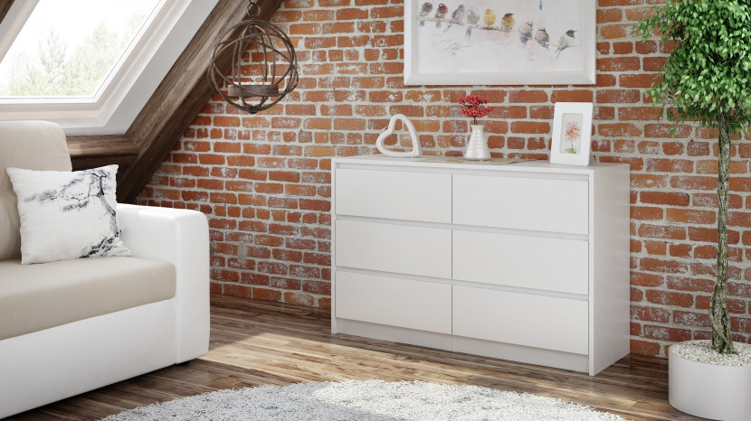 Komoda szafka Karo 6 szuflad K120 biała