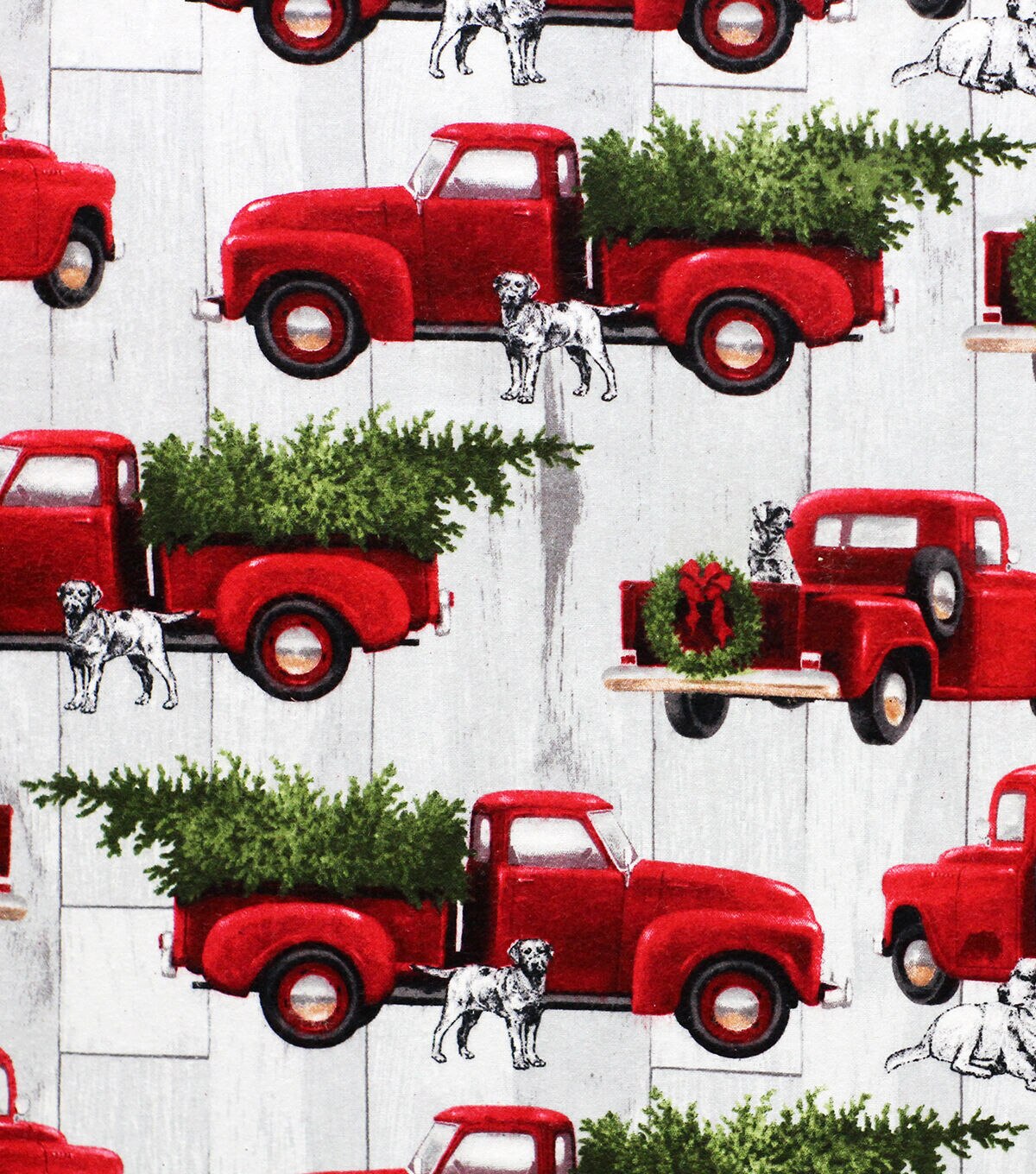Red Trucks & Dogs Super Snuggle Christmas Flannel Fabric