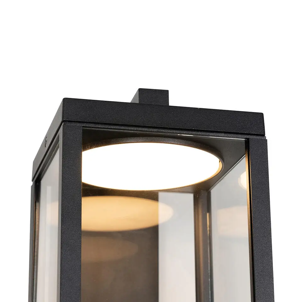 Qazqa wandlamp met daglichtsensor ferdinand zwart ge?ntegreerde led