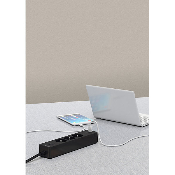 Multiprise 3 prises   2 usb Schneider Electric Odace anthracite 1.5 m