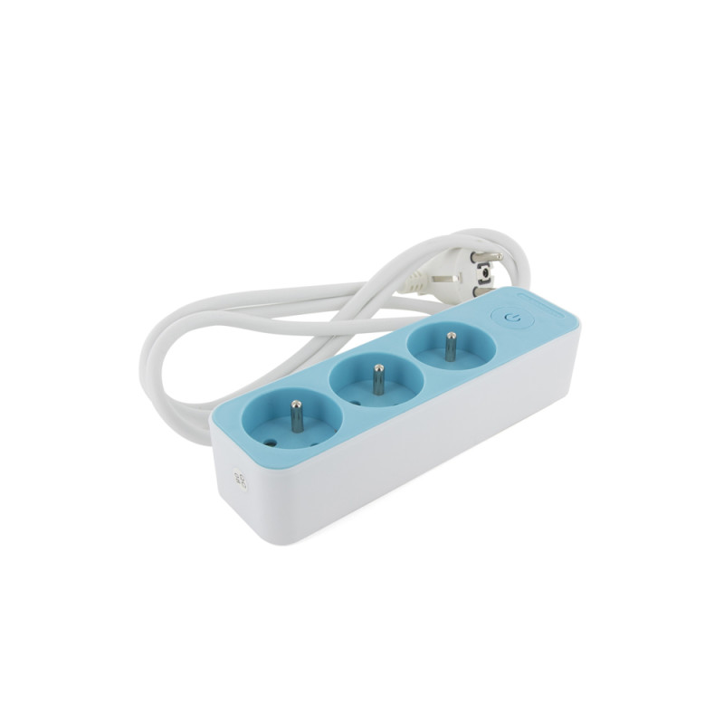 Multiprise 3 prises blanc et bleu 3 x 1,5 mm² 1,5 m CHACON