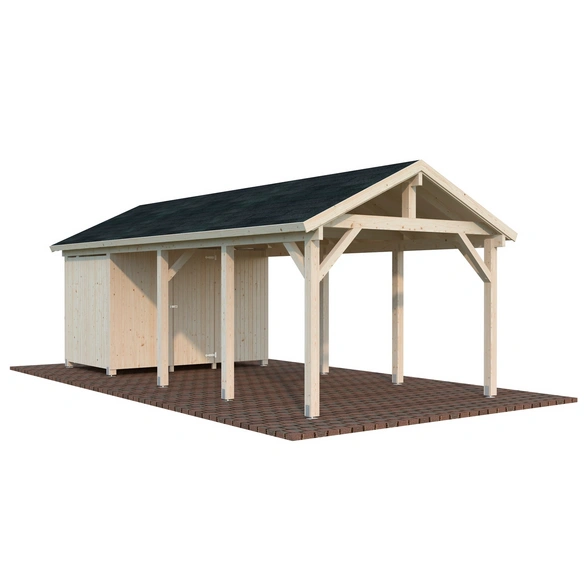 Carport »Robert«, Aufstellmaße BxTxH: 361 x 764 x 301 cm, tauchgrundiert, Holz