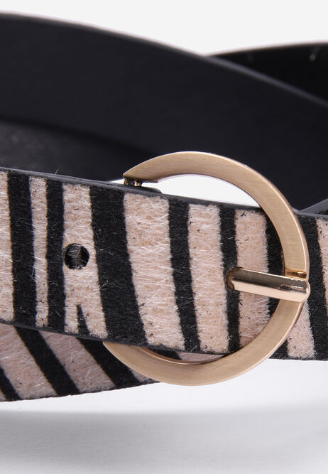 Womens Brown Zebra Print Casual Belt