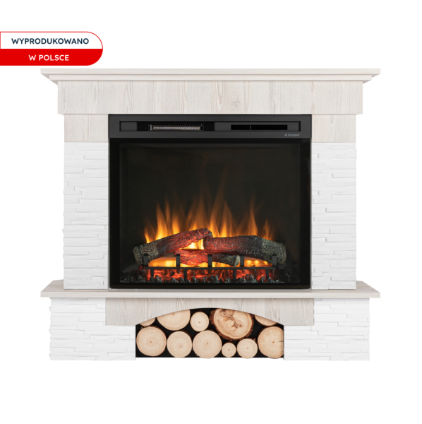 Kominek elektryczny narożny 28" XHD 1400W grzewczy biały Warmtec Porto