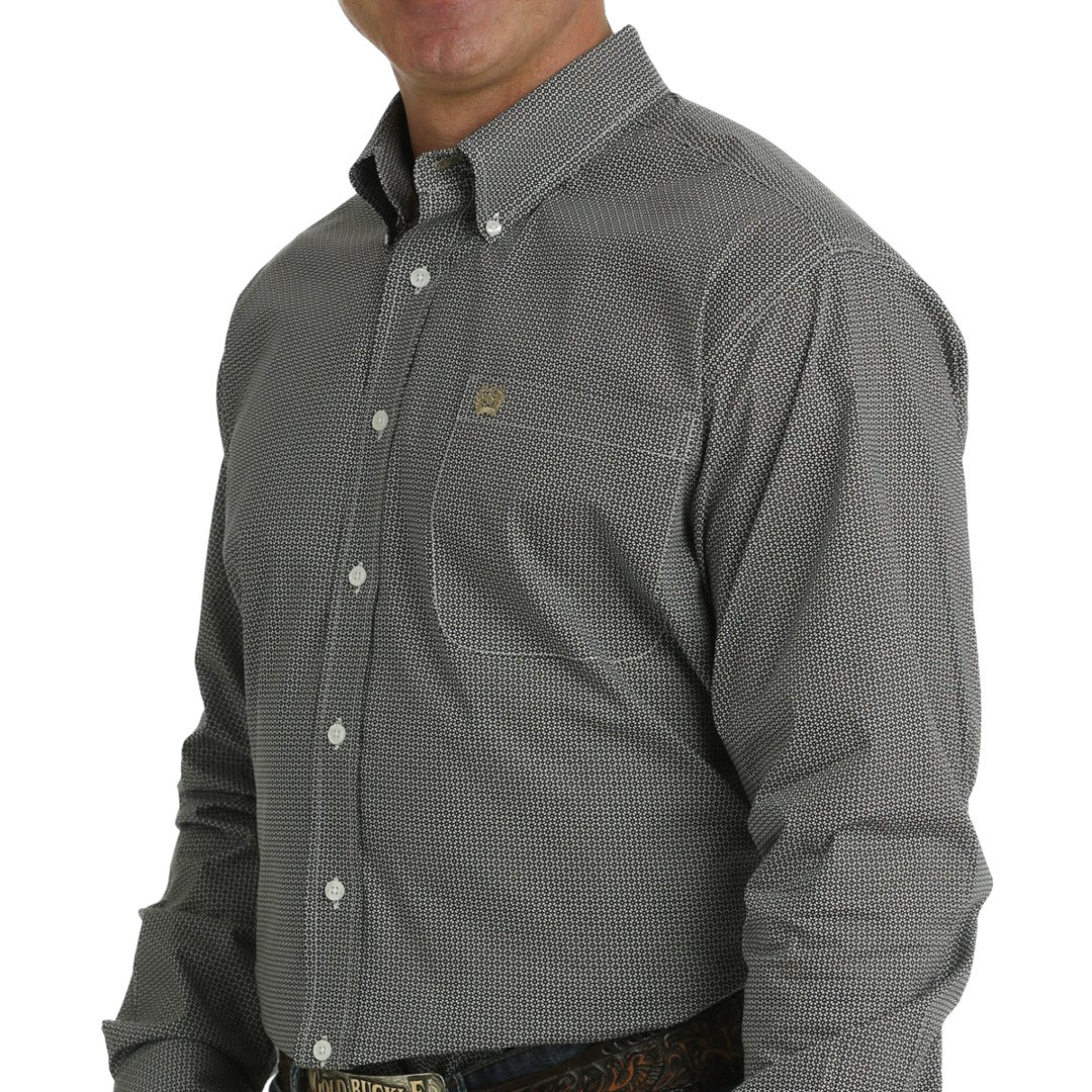 Мужская рубашка Cinch с геометрическим шестиугольным принтом, белая.