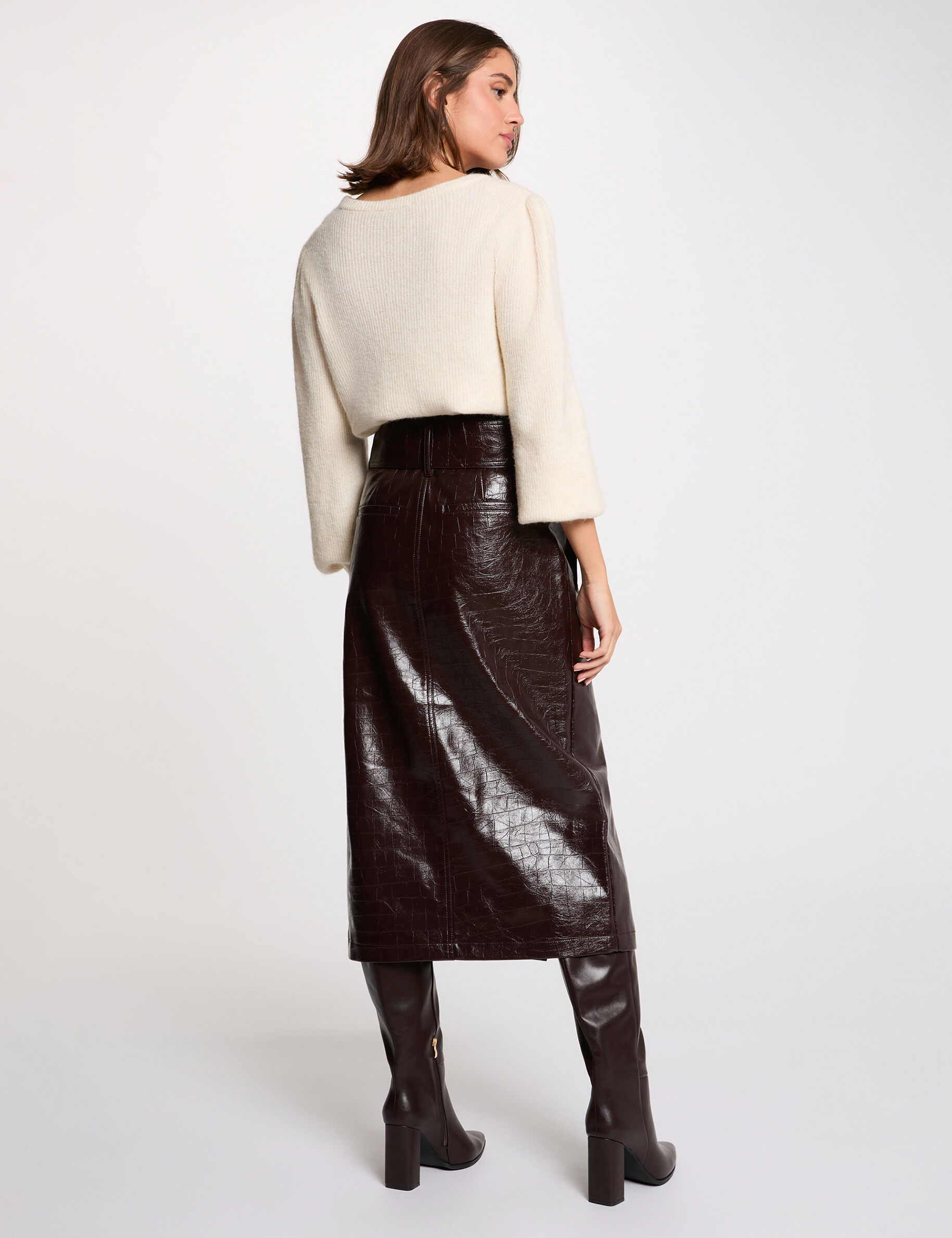 Long Skirt With Belt Plum Women