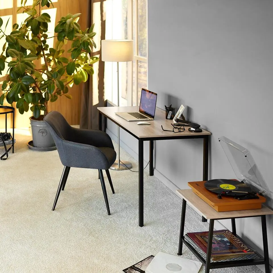 tectake Bureau Vanport 120x60x75,5cm, Industrieel Licht Hout, Eiken Sonoma