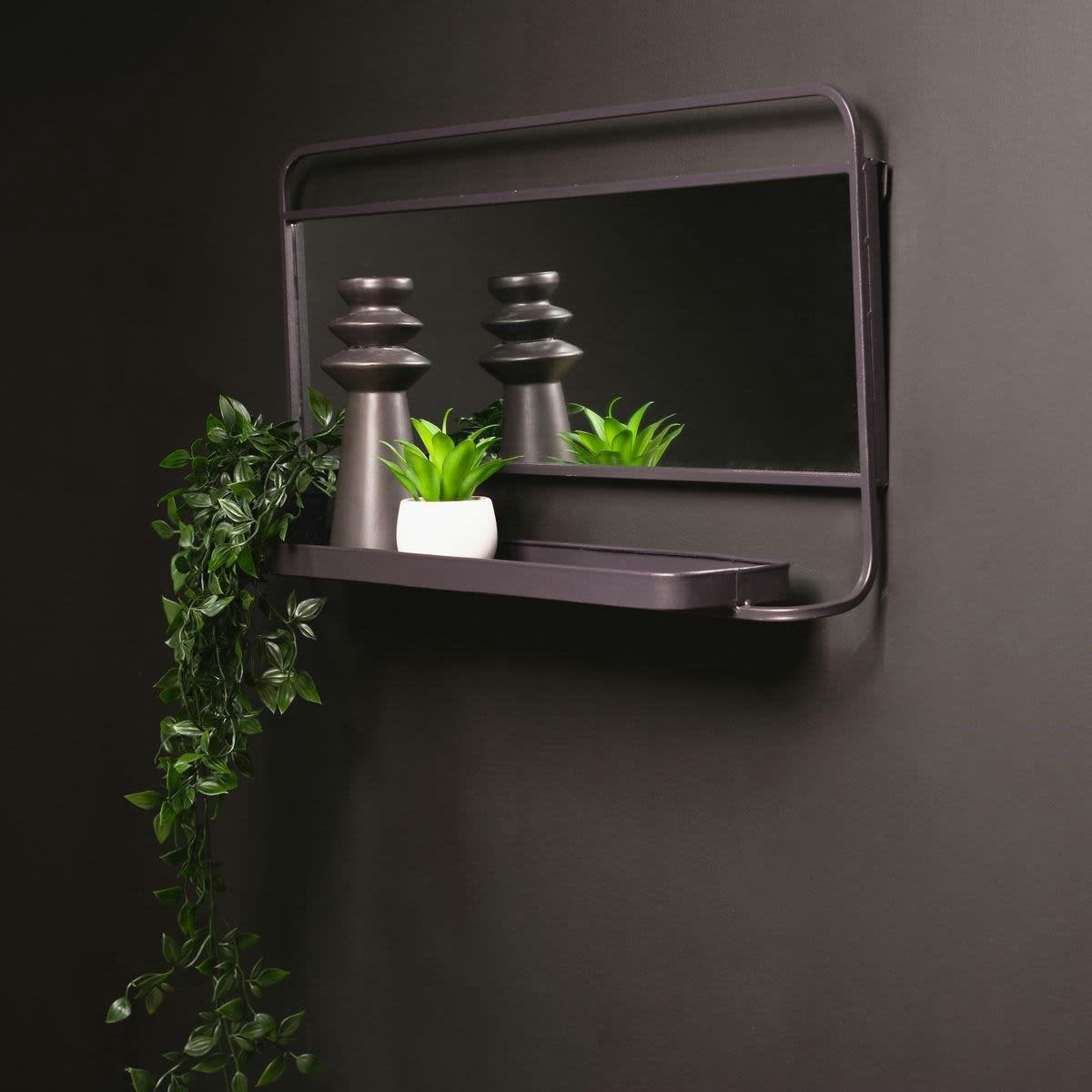 COZY - Grand miroir mural en métal gris