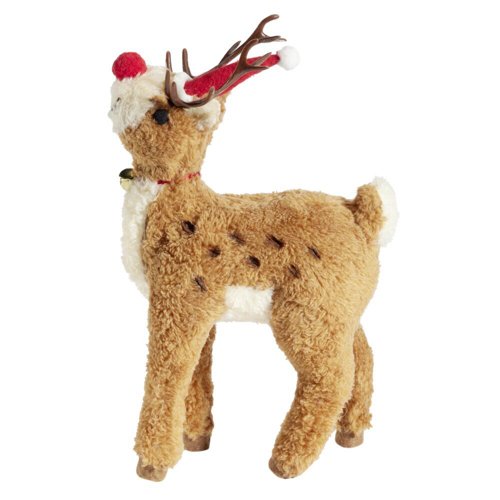 Décoration de No&euml;l à poser renne marron 17x10xH27cm